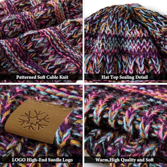 Chunky Cable Knit Beanie Winter Hat Soft Warm Slouchy Fit Chic Casual - Picture 6 of 8